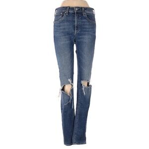 Rag & Bone Blue Skinny Jeans with Modern Distressed Style